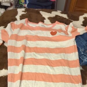 Carter's Coral & White Striped Short-Sleeve Tee with Heart